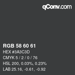 Código de color: RGB 58 60 61 | qconv.com