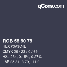 カラーコード: RGB 58 60 78 | qconv.com