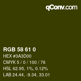 カラーコード: RGB 58 61 0 | qconv.com