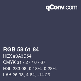 Color code: RGB 58 61 84 | qconv.com