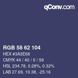 Color code: RGB 58 62 104 | qconv.com