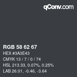 Code couleur: RGB 58 62 67 | qconv.com