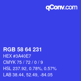 カラーコード: RGB 58 64 231 | qconv.com