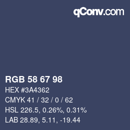 Code couleur: RGB 58 67 98 | qconv.com