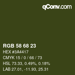 Farbcode: RGB 58 68 23 | qconv.com