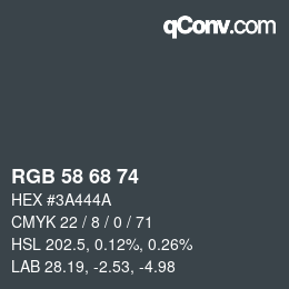 Código de color: RGB 58 68 74 | qconv.com
