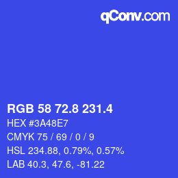 カラーコード: RGB 58 72.8 231.4 | qconv.com