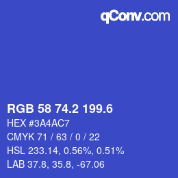 カラーコード: RGB 58 74.2 199.6 | qconv.com