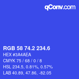 カラーコード: RGB 58 74.2 234.6 | qconv.com