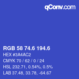 カラーコード: RGB 58 74.6 194.6 | qconv.com