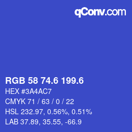 カラーコード: RGB 58 74.6 199.6 | qconv.com