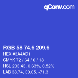 カラーコード: RGB 58 74.6 209.6 | qconv.com