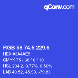 カラーコード: RGB 58 74.6 229.6 | qconv.com