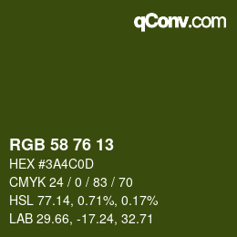 Color code: RGB 58 76 13 | qconv.com