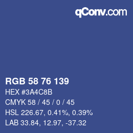 カラーコード: RGB 58 76 139 | qconv.com