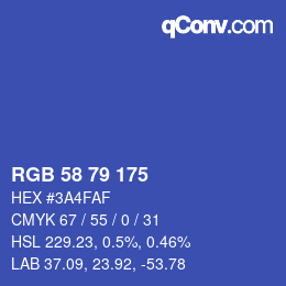 カラーコード: RGB 58 79 175 | qconv.com