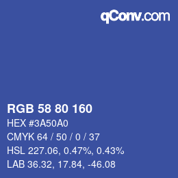 Código de color: RGB 58 80 160 | qconv.com