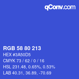 Color code: RGB 58 80 213 | qconv.com