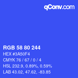 颜色代码: RGB 58 80 244 | qconv.com