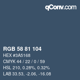 Color code: RGB 58 81 104 | qconv.com