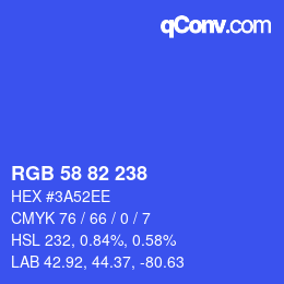 Color code: RGB 58 82 238 | qconv.com