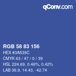 カラーコード: RGB 58 83 156 | qconv.com