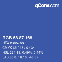 カラーコード: RGB 58 87 168 | qconv.com