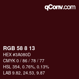 カラーコード: RGB 58 8 13 | qconv.com
