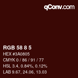 Color code: RGB 58 8 5 | qconv.com