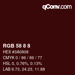 Farbcode: RGB 58 8 8 | qconv.com
