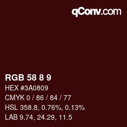 カラーコード: RGB 58 8 9 | qconv.com