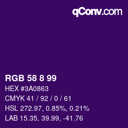 カラーコード: RGB 58 8 99 | qconv.com