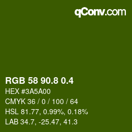 カラーコード: RGB 58 90.8 0.4 | qconv.com