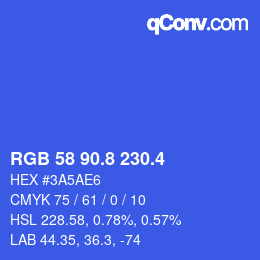 カラーコード: RGB 58 90.8 230.4 | qconv.com