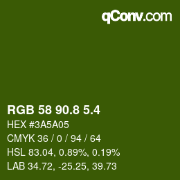 カラーコード: RGB 58 90.8 5.4 | qconv.com