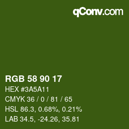 颜色代码: RGB 58 90 17 | qconv.com