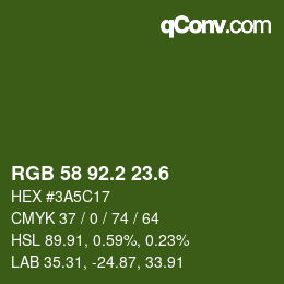 カラーコード: RGB 58 92.2 23.6 | qconv.com