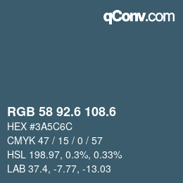 カラーコード: RGB 58 92.6 108.6 | qconv.com