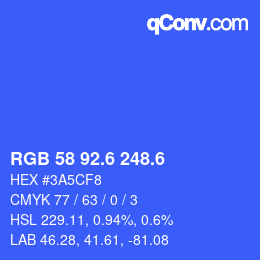 カラーコード: RGB 58 92.6 248.6 | qconv.com
