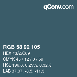 カラーコード: RGB 58 92 105 | qconv.com