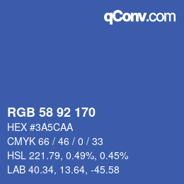 Color code: RGB 58 92 170 | qconv.com