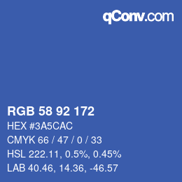 颜色代码: RGB 58 92 172 | qconv.com
