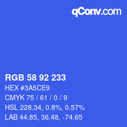 カラーコード: RGB 58 92 233 | qconv.com