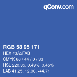 Color code: RGB 58 95 171 | qconv.com