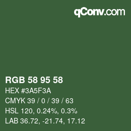 Color code: RGB 58 95 58 | qconv.com