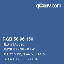 Farbcode: RGB 58 96 150 | qconv.com