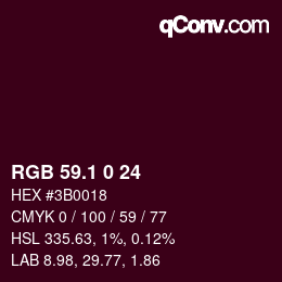 カラーコード: RGB 59.1 0 24 | qconv.com