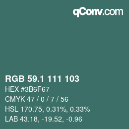 カラーコード: RGB 59.1 111 103 | qconv.com