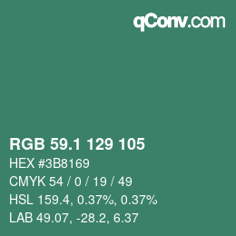 カラーコード: RGB 59.1 129 105 | qconv.com