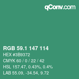 カラーコード: RGB 59.1 147 114 | qconv.com